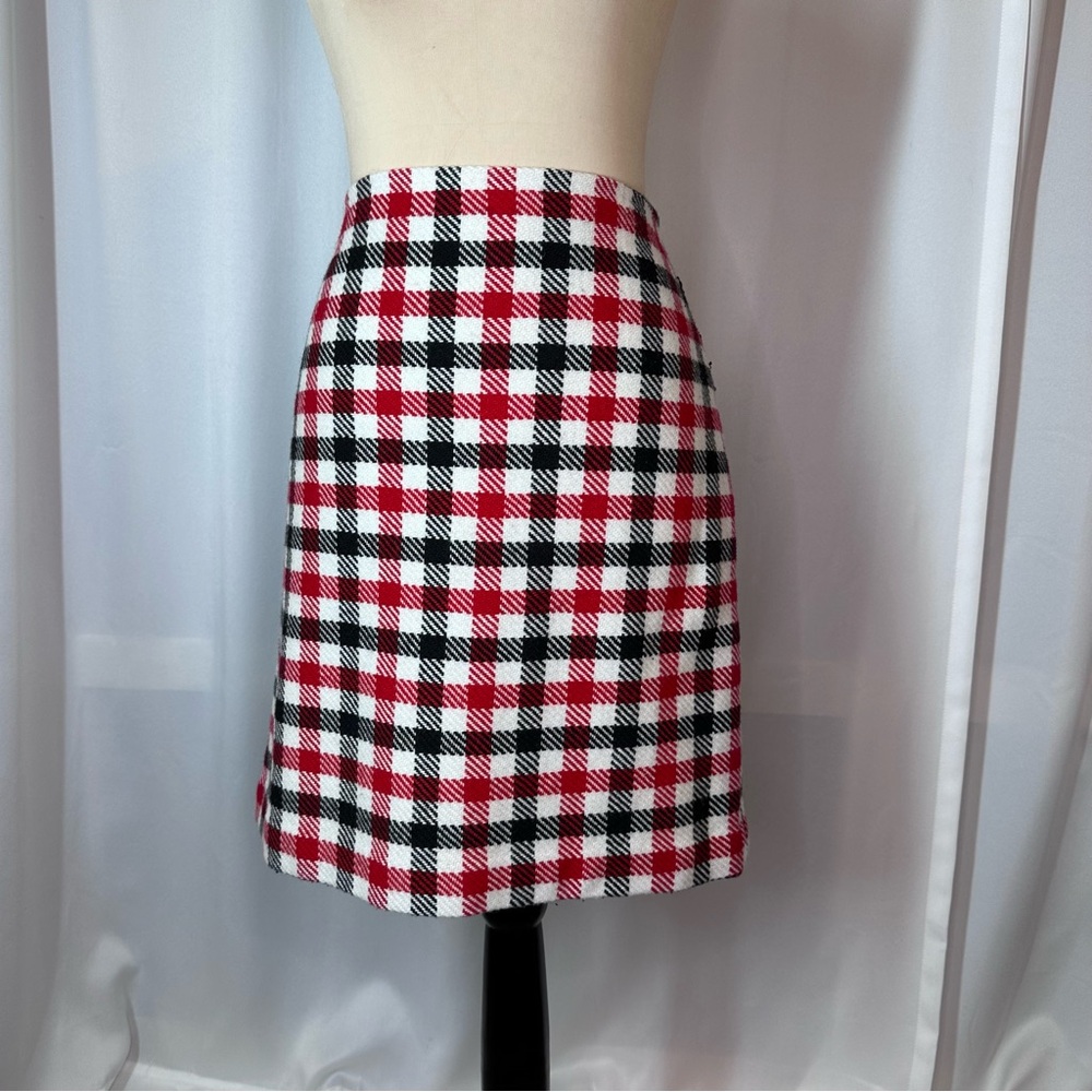 Talbots Petites Skirt Sz 10P Festive Check Plaid Wool Blend A-Line Academia EUC
